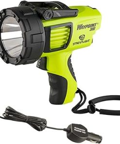STREAMLIGHT Lightweight Rechargeable Long-Range 1000 Lumens Waypoint 300 Yellow Spotlight w/120V AC Charger with Waypoint Rechargeable/Super Siege 12V DC Cord