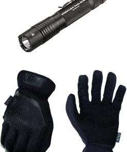 Streamlight 88052 ProTac HL USB 1000 Lumen Professional Tactical Flashlight with High/Low/Strobe - 1000 Lumens + Mechanix Wear: FastFit® Covert Tactical Work Gloves (Medium, Covert)