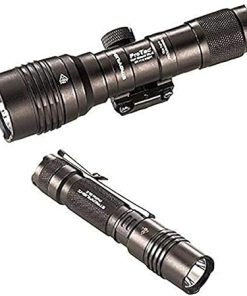 Streamlight Pro Tac Rail Mount HL-X, 1,000 Lumen Professional Tactical Flashlight with High/Low/Strobe Dual Fuel and ProTac 2L-X 500 lm Professional Tactical Flashlight, Black