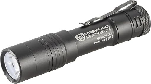 Streamlight 66210 MegaStream USB 1800-Lumen 26000-Candela Rechargeable EDC Flashlight Includes Rechargeable Battery, USB-C Cable, and Holster, Black