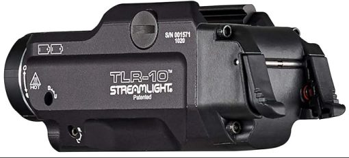 Streamlight 69470 TLR-10 Flex 1000-Lumen Rail-Mounted Tactical Weapon Light with Integrated Red Aiming Laser, Rear Switch Options, and Key Kit, Black - Image 2