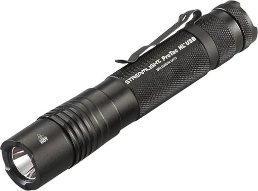 Streamlight 88054 ProTac HL USB 1000-Lumen Multi-Fuel USB Rechargeable Professional Tactical Flashlight with 120V AC/12-Volt DC Charger, and Holster, Black, Clear Retail Packaging