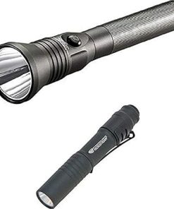 Streamlight Stinger LED HPL Flashlight with 120V AC/12V DC Chargers and MicroStream Ultra-compact Aluminum body with AAA Alkaline Battery (Black)