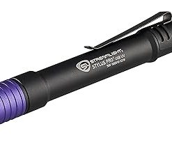 Streamlight 66148 Stylus Pro USB 400nm UV Rechargeable Penlight with 120V AC Adapter, USB Cord and Nylon Holster, Black