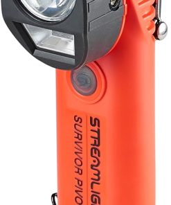 Streamlight 91804 Survivor Pivot USB 325-Lumen Right Angle Articulating Dual Beam Rechargeable Flashlight with Clip, Orange