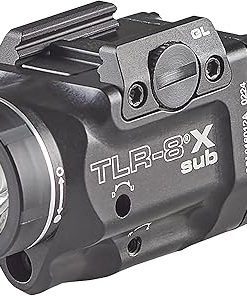 Streamlight 69411 TLR-8X sub 500-Lumen Rail-Mounted Tactical Weapon Light with Integrated Red Aiming Laser Exclusively for Glock 43X/48 MOS/Rail Only, Black