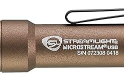 Streamlight 66608 MicroStream 250-Lumen EDC Ultra-Compact Flashlight with USB Rechargeable Battery, Clear Retail Packaging, Coyote 2