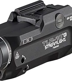 Streamlight 69473 TLR-10 G Flex 1000-Lumen Rail-Mounted Tactical Weapon Light with Integrated Green Aiming Laser, Rear Switch Options, and Key Kit, Black