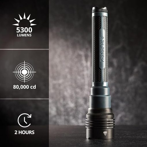 Streamlight 88131 ProTac HL 6 5,300-Lumen 80,000-Candela Rechargeable Flashlight with 120V USB Adapter, Y USB-C Cord, and Wrist Lanyard, Black - Image 2