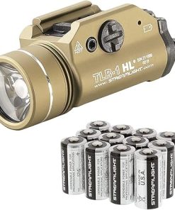 STREAMLIGHT TLR 1-HL (High Lumen) Rail-Mounted 1000 Lumens C4 LED Flashlight, Flat Dark Earth Lithium Batteries - 12 Pack