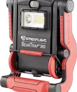 Streamlight 61523 BearTrap 360 2000-Lumen Rechargeable Work Light with Spot and Floods Modes, Rotating Body, and Magnetic Base, Red