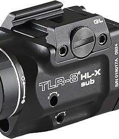 Streamlight 69466 TLR-8 HL-X sub USB 1000-Lumen Weapon Rail-Mounted Rechargeable Tactical Flashlight with Integrated Red Aiming Laser for Glock 43X/48 MOS and 43X/48 Rail Only, Black