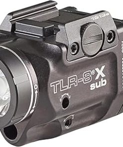 Streamlight 69418 TLR-8 X sub 500-Lumen Rail-Mounted Tactical Weapon Light with Integrated Red Aiming Laser Exclusively for 1913 Short Models Only, Black