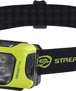 Streamlight 61436 Enduro Pro 200-Lumen USB Rechargeable LED Headlamp with Elastic Head Strap, Rubber Hard Hat Strap, 3M Dual Lock Fasteners, and USB Cable, Yellow