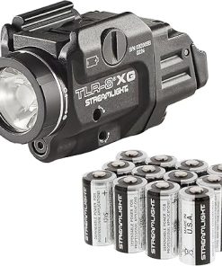 Streamlight TLR-8X G Flex 500 Lumens Rail-Mounted Black Finish Light with Green Laser and Rear Switch Options (High/Low) & 12 Pack Batteries