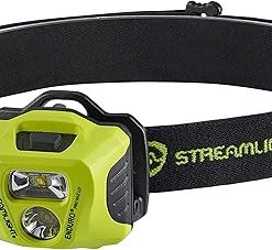 Streamlight 61424 Enduro Pro Haz-Lo 160-Lumen Multi Function Headlamp includes 3 AAA Alkaline Batteries, Rubber Hard Hat Strap, Elastic Head Strap, 3M Dual Lock, Yellow