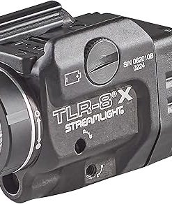 Streamlight 69414 TLR-8 X 500-Lumen Tactical Weapon Light with Integrated Red Aiming Laser for Select Handguns, Includes Rear Switch Options, Mounting Kit, and Keys, Black